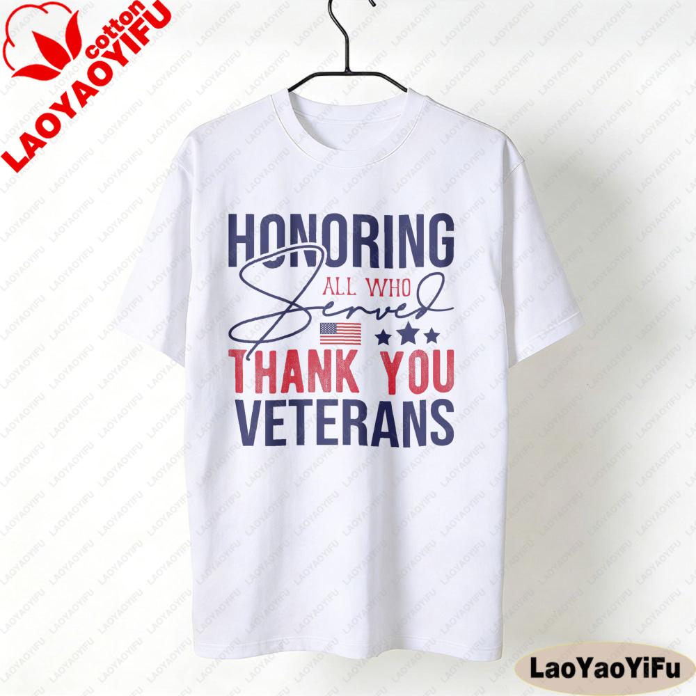 Thank You Veterans Shirt Honoring All Who Served Military Gift Women Shortsleeved Clothes High Quality Cotton Tees