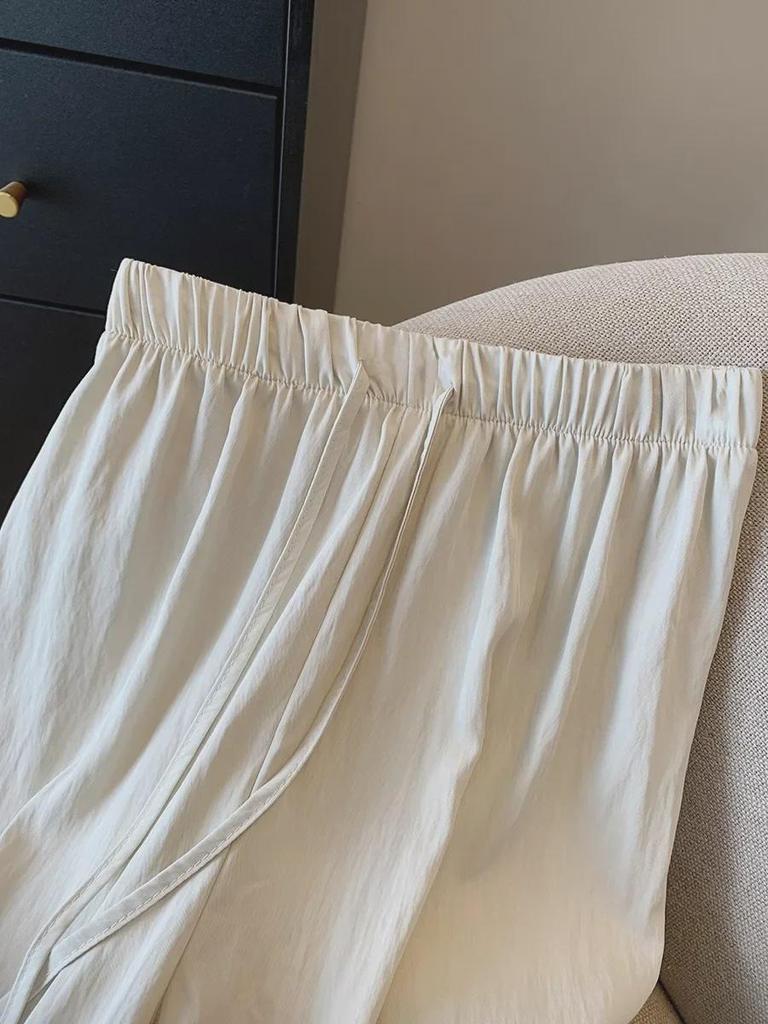 Женские фактурные брюки Tencel Cotton Wide Leg - весна/лето, свободные, драпированные, повседневные брюки с застежкой-восьмиточкой