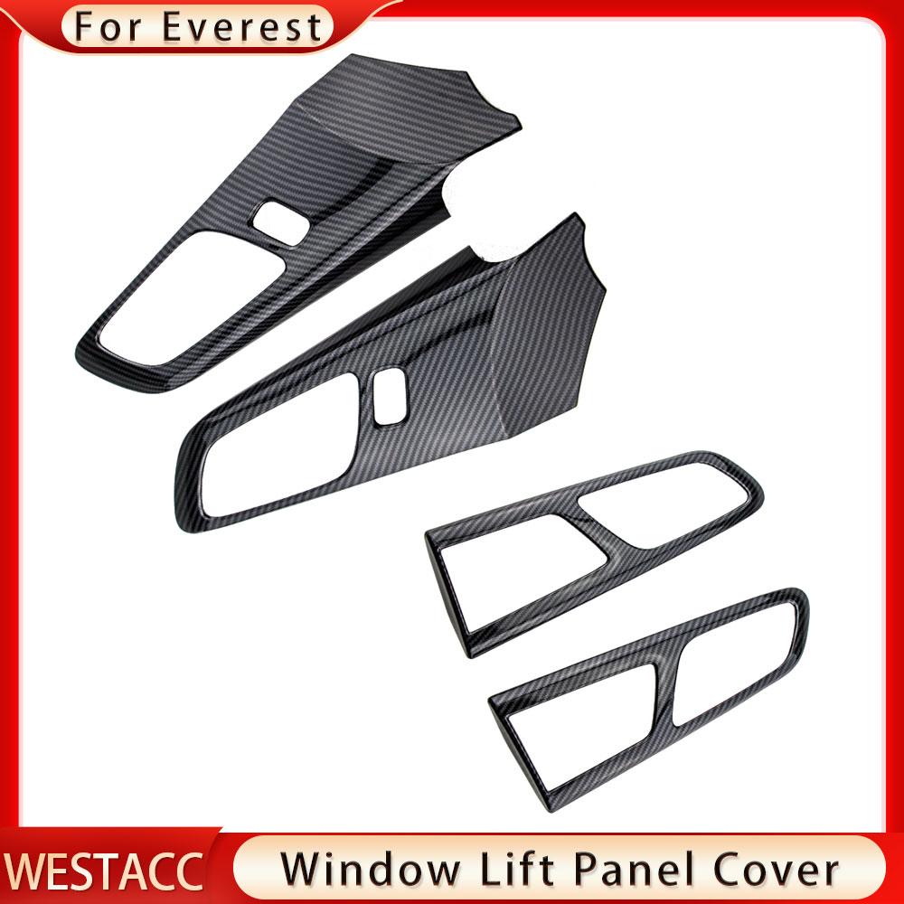 Carbon Fiber Car Interior Door Handle Panel Decoration Frame Cover Trim for Ford Ranger Everest 2015 -