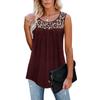 Women Sleeveless Leopard Active Tank Tops Ruffle Loose Tunic Blouse Shirt Vest