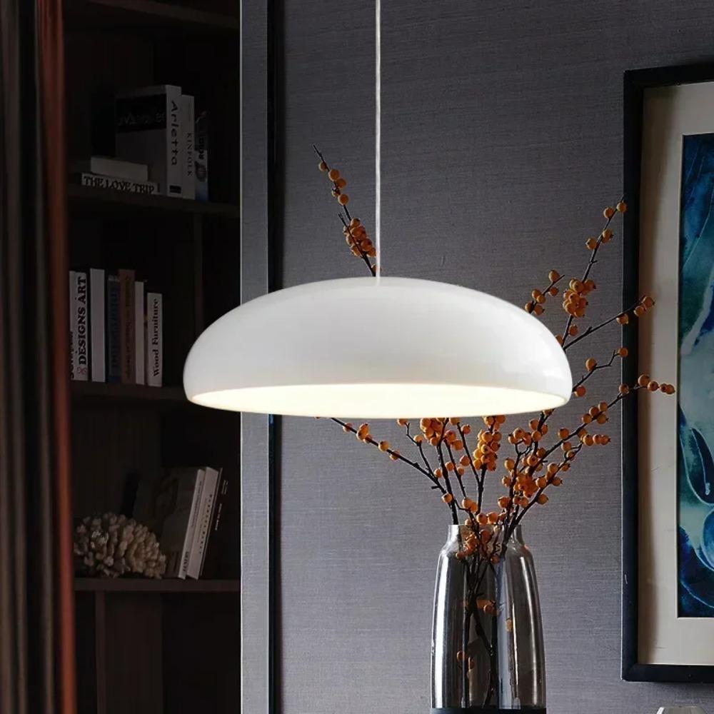 JOYINLED 35CM Modern LED Pendant Lights Black White Round Aluminum Lampshade Nordic Chandelier Dining Table Lights Room Decor