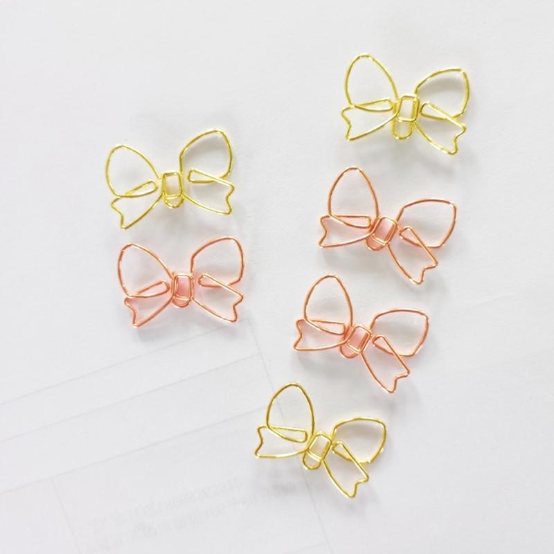 100Pcs Bowknot Paper Clip Metal Paper Clip Bookmarks Clip For File Paper Photo Envelopes Letter File Document Postcard