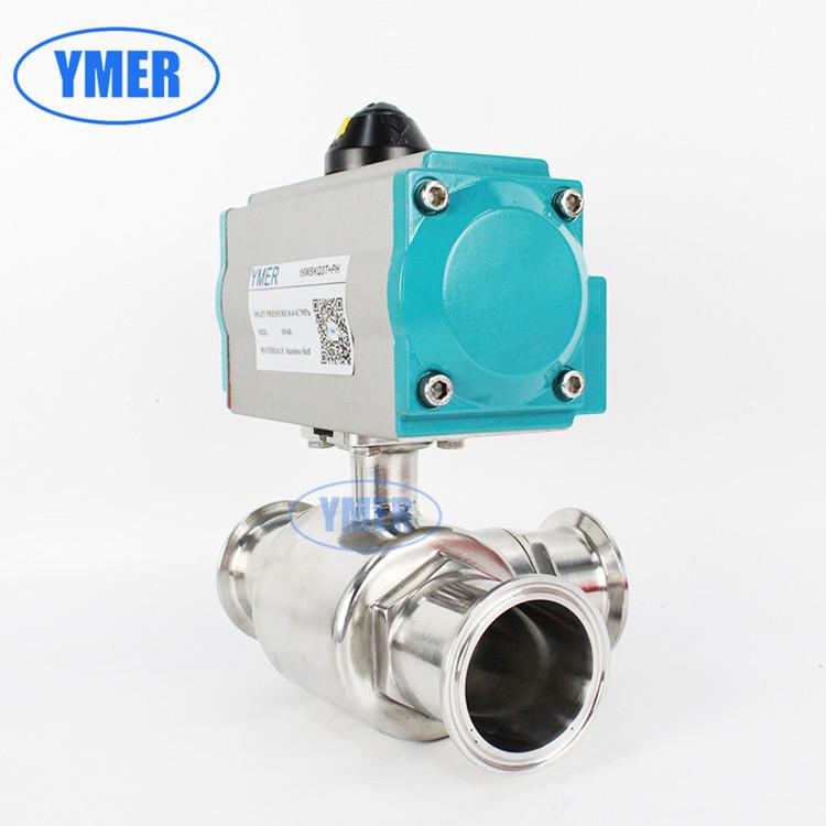 Sanitary 304 Stainless Steel Pneumatic Three-Way Ball Valve - T & L Type Quick Connect Diverter (Food Grade)