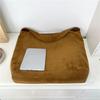 Yogodlns Suede Tote Bag for Women Autum Winter Frosted Casual Large Capacity Commuting Shoulder Bags Vintage Solid Versatile Handbags