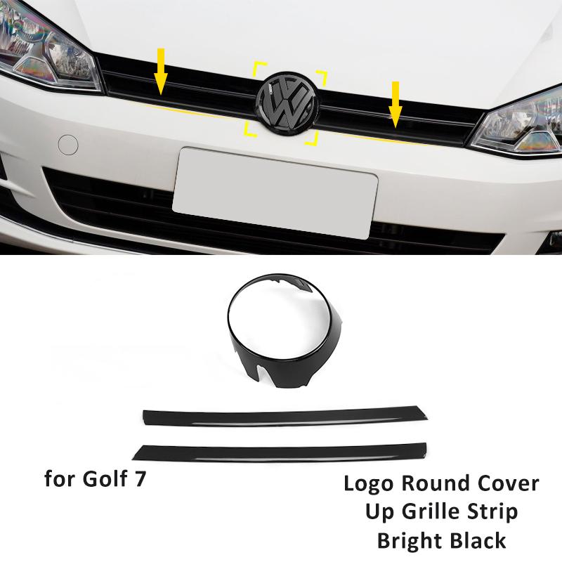 Glossy Black Front Grille Strip for VW Golf 7 Rline 7.5 MK7 Bumper Grill Trim Cover for Golf Decorative Grille Accessories