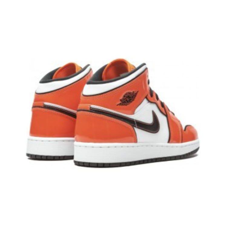 Air Jordan 1 Mid SE PS Turf Orange Kids Sneakers Black White BQ6932-802