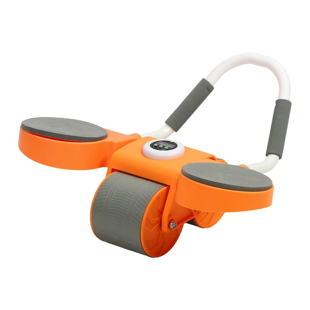 Automatic Rebound Abdominal Exercise Roller with Timer Orange Double Wheel Abdominal Roller for Home Gyms