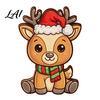 Wooden Christmas Ornaments Elk Figurine with Scarf Cartoon And Santa Hat Deer Tabletop Decoration Desktop for Holiday Home Party Decor Stable