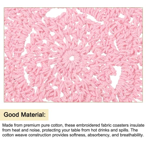 uxcell Crochet Doilies, Cotton Woven Coasters, Lace Round Handmade Coasters with Floral Patterns for Wedding Party Decorations, Pink, 100mm, 4 Pieces