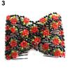 Women's Chic Stretch Rose Flower Bow Beaded Hair Comb Cuff Double Insert Clips