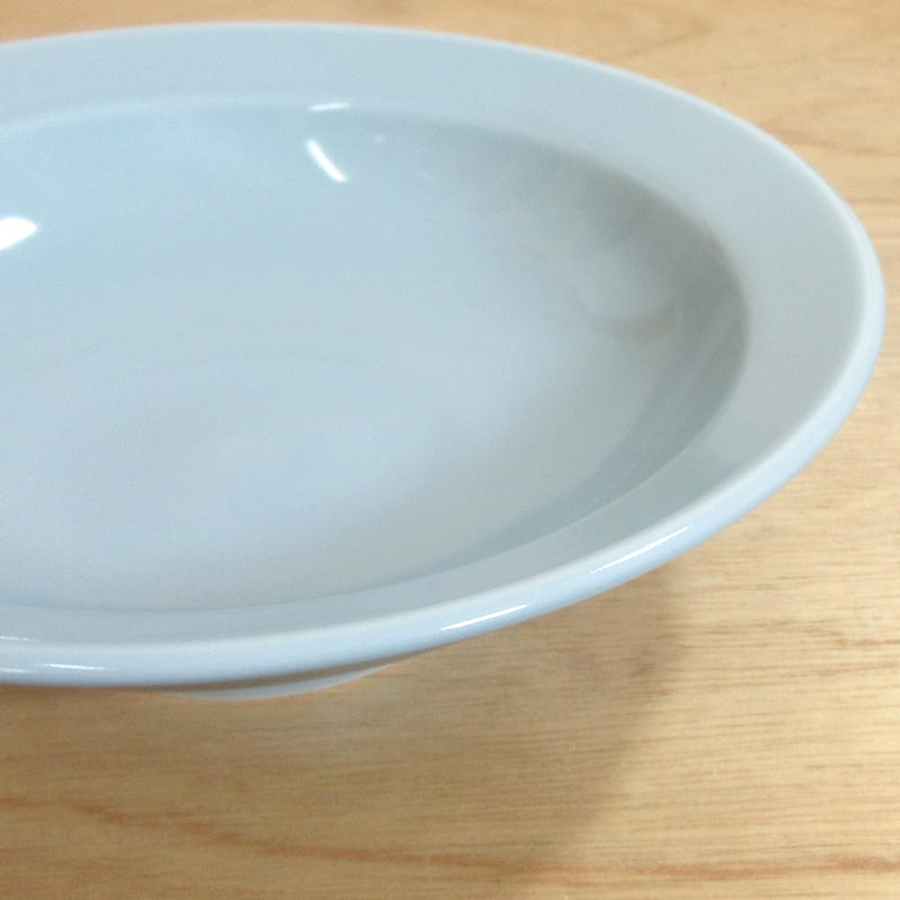 22cm Fried Rice Mino Chinese Commercial Use High-footed Plate, 7.0mm Round, Dish, Celadon, Blue-tinted, Ware, Tableware,