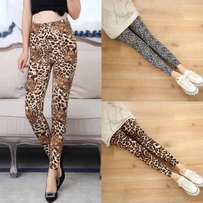 Leggings elásticos de cintura alta con estampado de leopardo: pantalones ajustados para mujer elegantes y cómodos, ¡gran oferta!