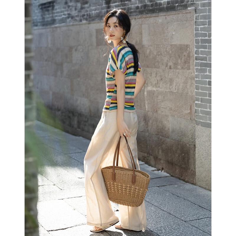 Demana Romantic Sweetheart V-Neck Stripe T-Shirt