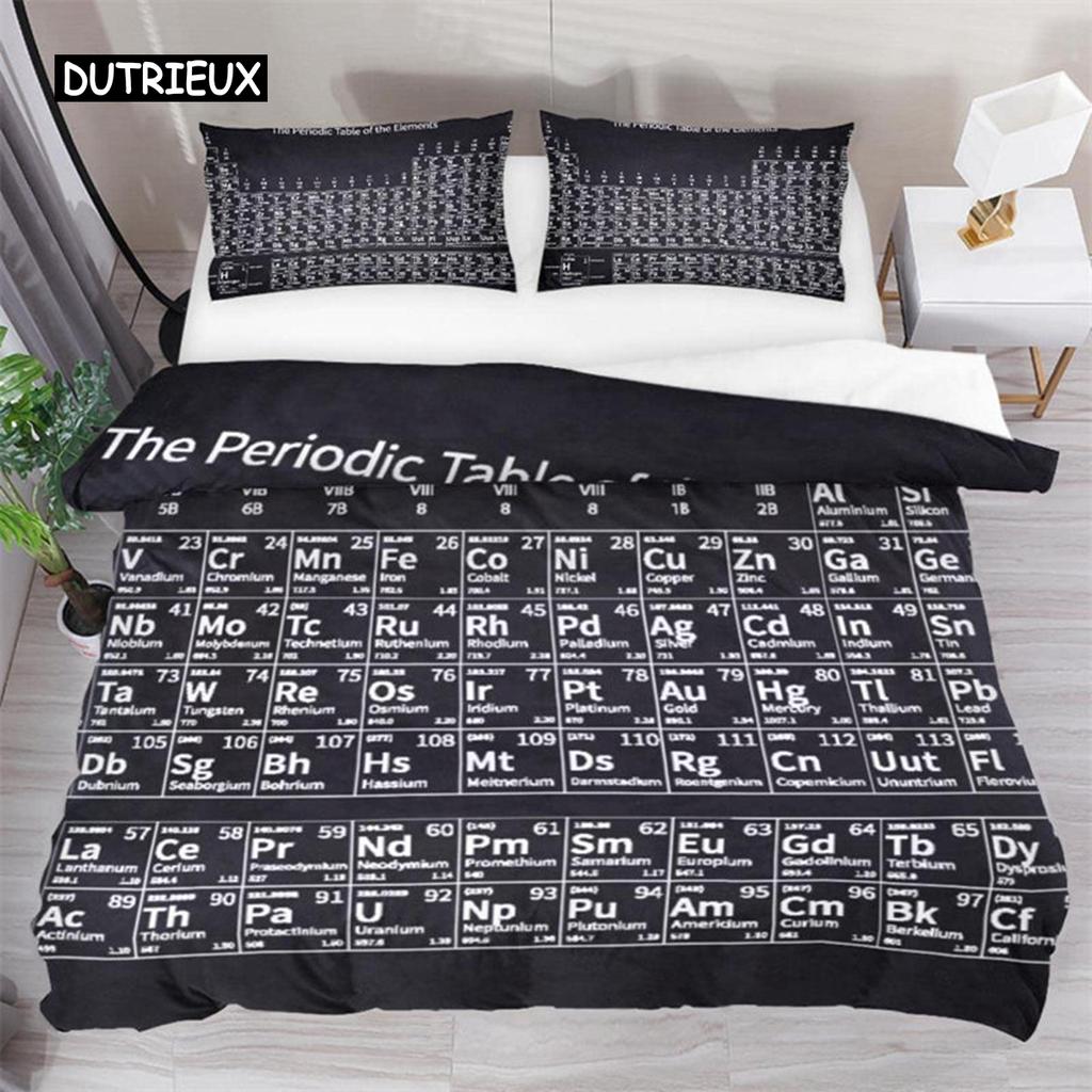 Periodic Table Duvet Cover Science Bedding Microfiber Chemistry Lovers Learning Decor For Kids Teens Adults