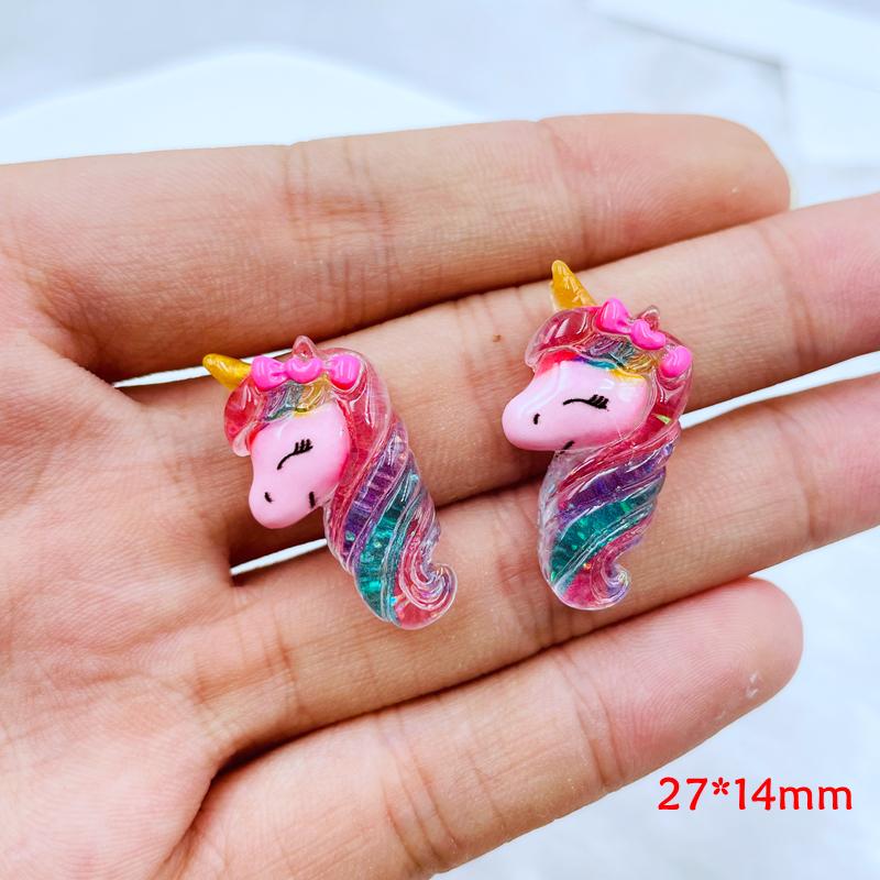 20/10 Pcs New Cute Resin Cartoon Unicorn Flat Back Cabochon Scrapbook Kawaii Diy Embellishments Charm Decorate Accessories A86