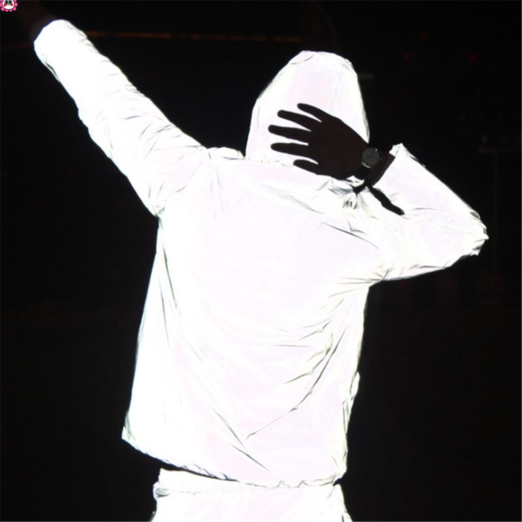 Highlight reflective clothing men's bright silver luminous fluorescent clothing jacket luminous outdoor cycling jacket
