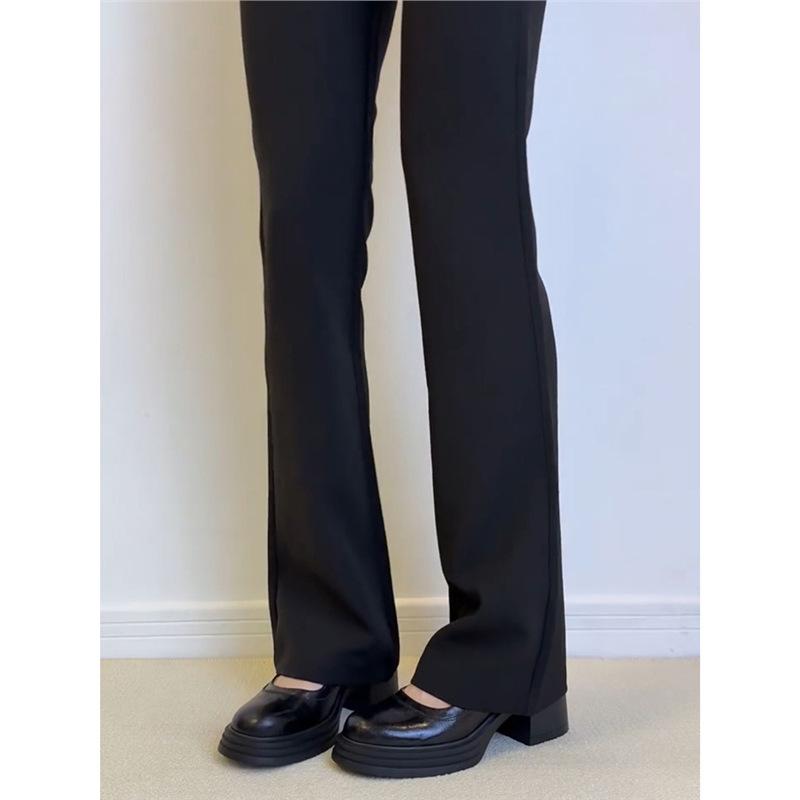 Lambskin high heels round head thick sole Mary Jane shoes women's 2025 new spring and autumn retro thick heel light mouth single shoes