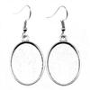 Drop & Dangle Earring Oval Ear Hook Glass Cabochon Base Setting Tray Vintage Jewelry SuppliesEarring Size 18x19mm QE017