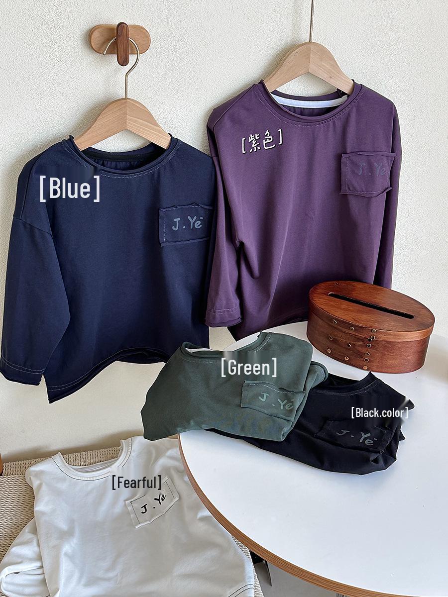 

Детская осенняя футболка с длинным рукавом свободного кроя Jiaye Tongpin 2025 140 cm синий