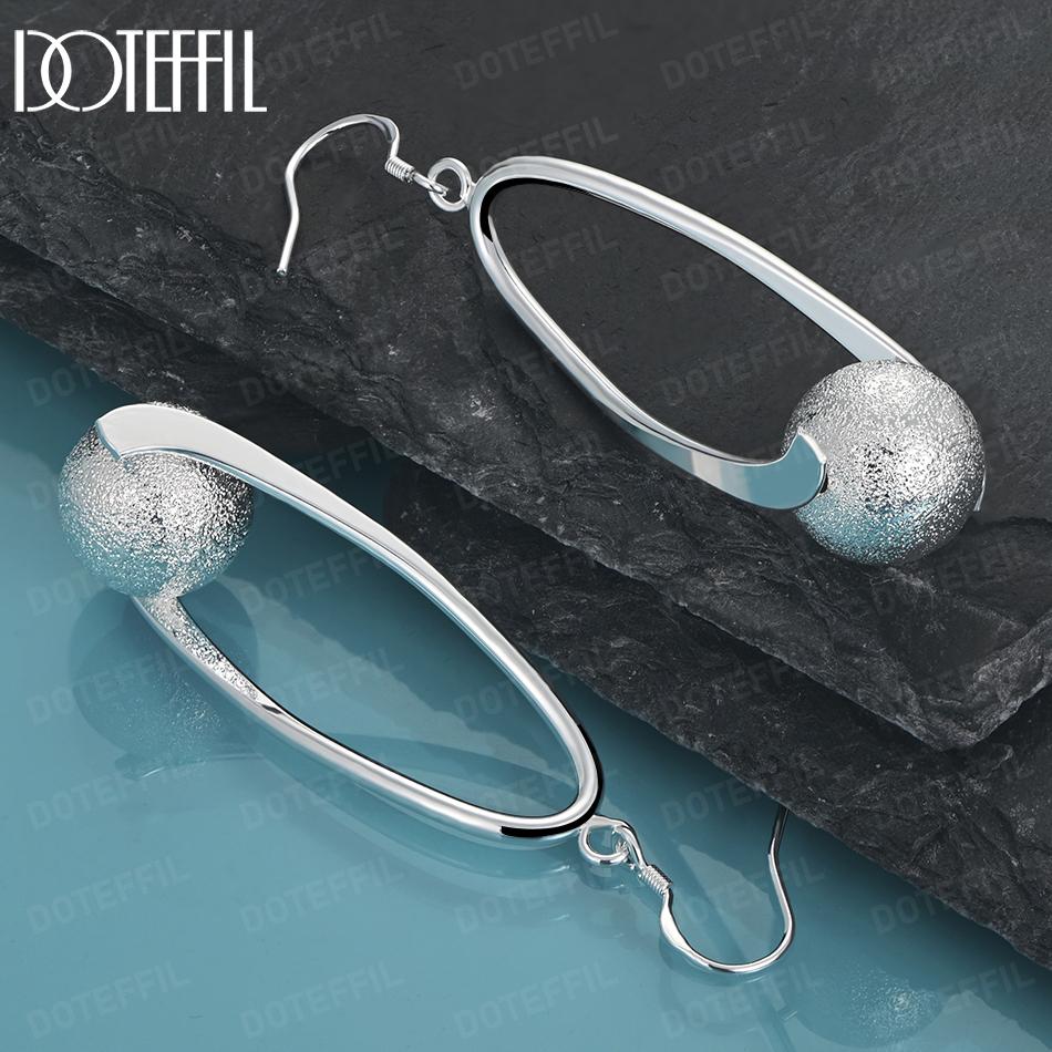 925 Sterling Silber Mattierte Perle Runde Perle Anhänger Piercing Ohrringe Mode Hochzeitsschmuck