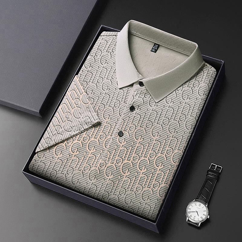 Men's Business Casual Short Sleeved Printed Polo Shirt Fashionable Breathable Comfortable and Versatile Top