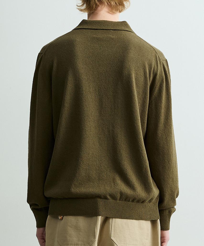 ONNHANS Open Collar Knit Pullover_Dark Sage