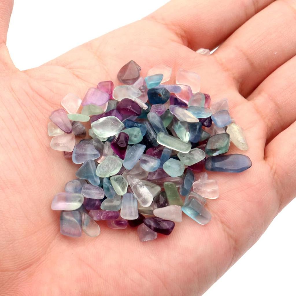 Fluorite Medium Natural Power Stone [GOLD STONE] Pebbles, Size, 100g, Fluorite, Multicolor, Stone,