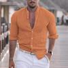 2023 Men's Long Sleeve Hawaiian Beach Shirt - Solid Color Summer Holiday Wear