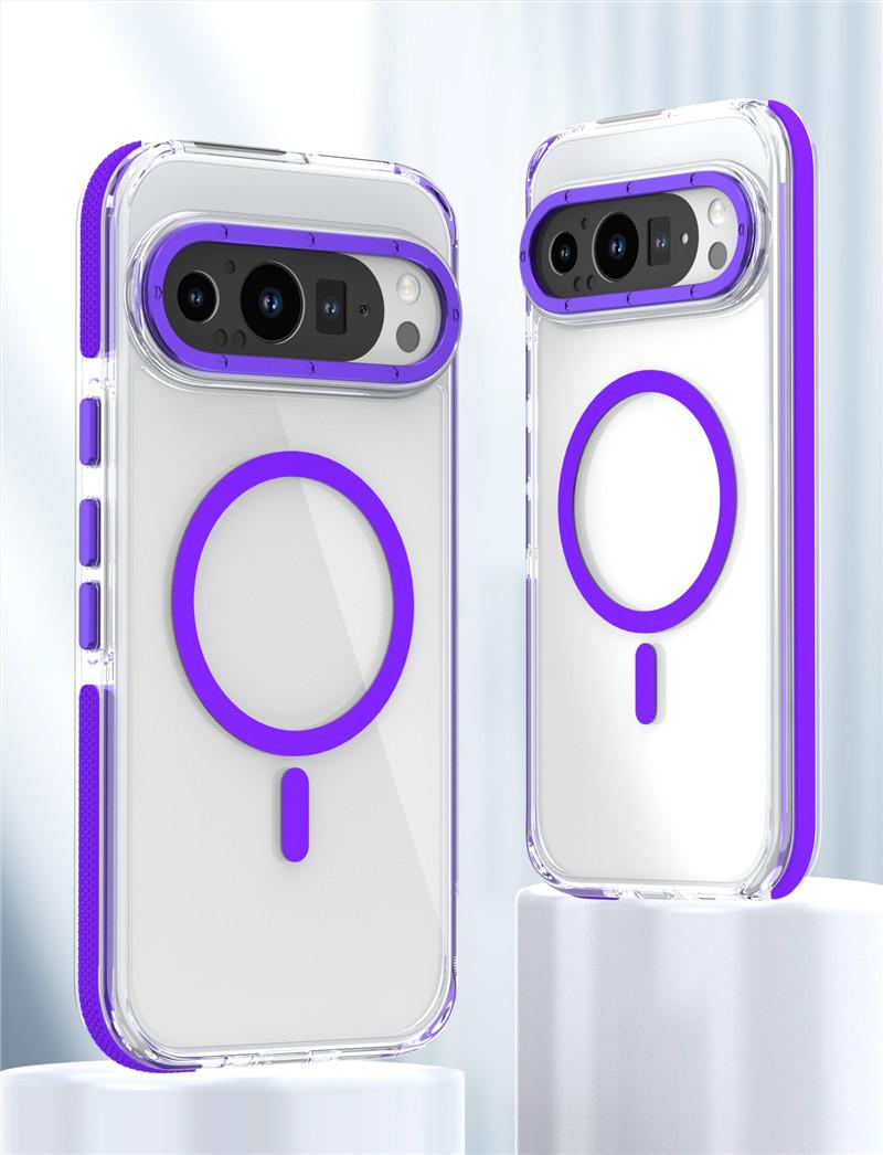 Applicable To Google Pixel 10Pro XL Mobile Phone Case Transparent Flat Two-color Pixel 9Pro Mobile Phone Case Google Pixel 9 Pro XL фиолетовый