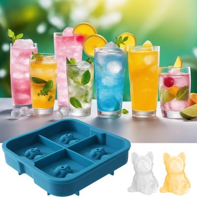 Eisform Silikon Tierformen 4-Kavitäten-Formen Für Wein Getränkeform Whisky Cocktail Gelee Schokolade Küche Zuhause Barbecue Wandern