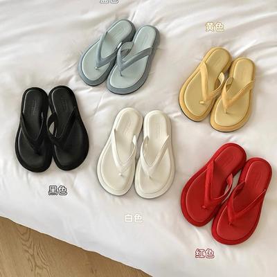 A Pair of Sheepskin On Hand Feels Like Stepping On Shit, Beach Vacation Thick-soled Flip-flops, Women's Summer Cool Slippers, Outer Wear