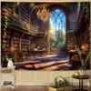 Vintage Fantasy Fairy Tale Tree House Books Bedroom Living Room Dormitory Classroom Printed Tapestry Living Room Bedroom Home De
