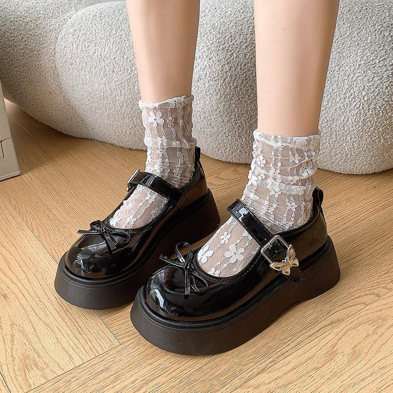 Women Shoes Mary Jane Shoes Platform Woman Pumps Leather High Heels Student Shoes Shoes Spring 2025 Double Buckle
