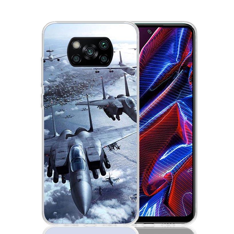 Military Aircraft Warship Fighter Case Phone Cover for Xiaomi Redmi Note 10 9 9S 8 8T 7 5 Pro Mi 12T 11T 10T 9T 12 11 Lite A3 A2