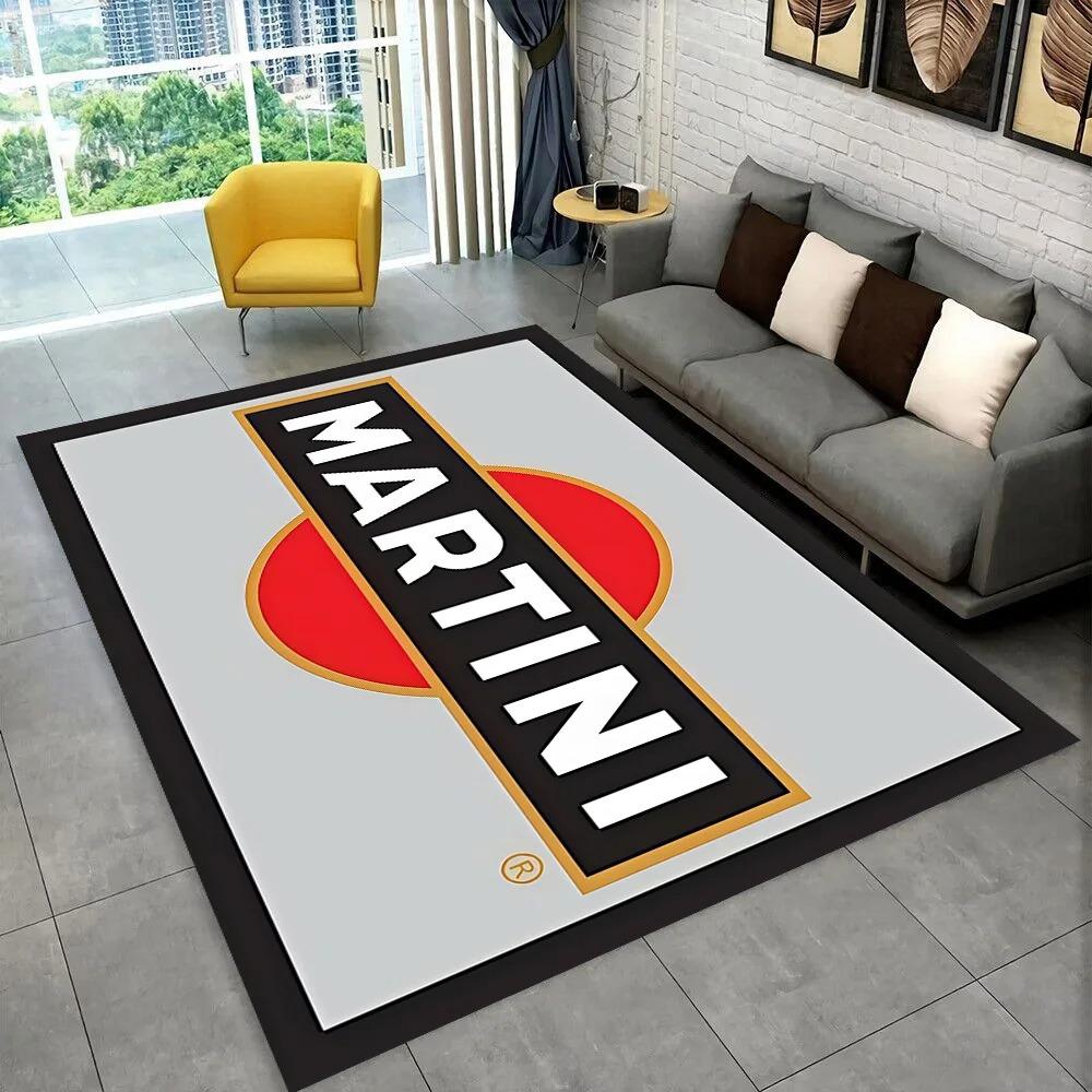 Kobercová rohožka Martini Racing Team Vintage Logo Dekorace do domácnosti Červeno-modrý pruh Sportovní Koberec do obývacího pokoje Rohožky do ložnice