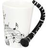 Tazza Manico a Forma di Clarinetto Porcellana Caffè Latte Tazza Nota Musicale Ceramica