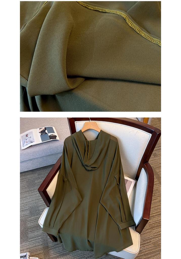 Sheer Plus Size 240 Jin Batwing Hoodie - Slimming & Versatile Summer Cover-Up