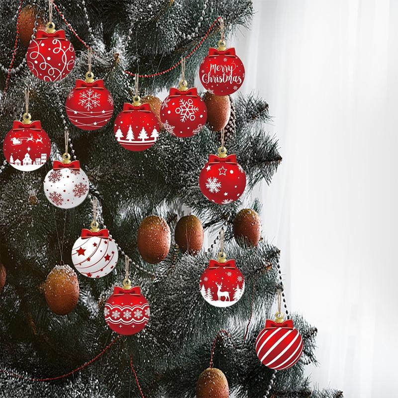 12/24/36pcs Christmas Tree Balls Ornament Red Wood Balls Christmas Tree Hanging Decor Navidad New Year Xmas Tree Ornament