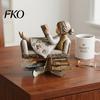 Fashionable Small Ornaments Wooden Reading Desktop for Home Office Decor, Minimalist Figurine, Corrosion-resistant Nordic Decor Creative Art