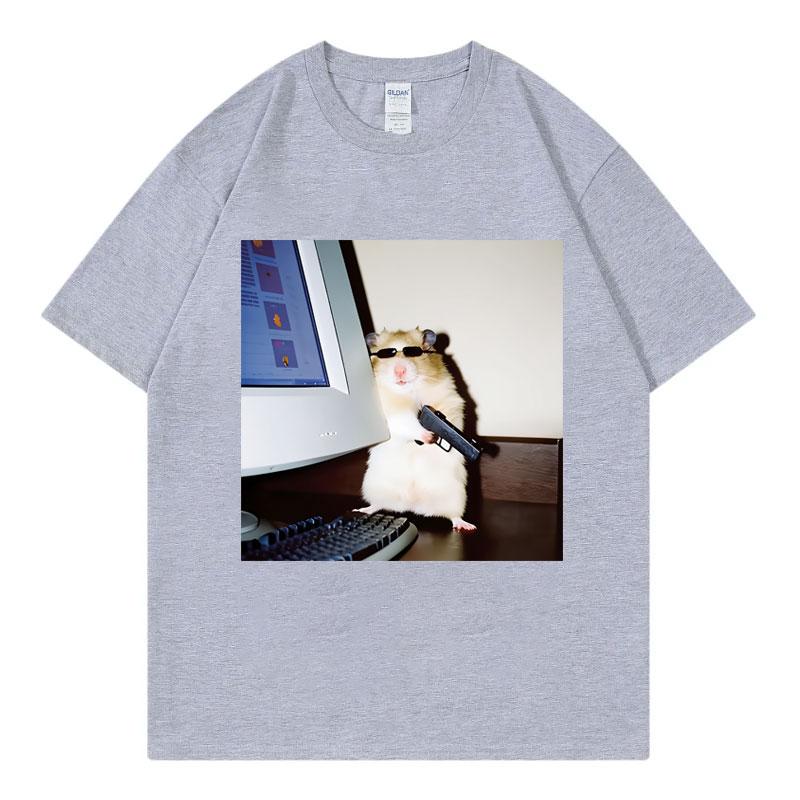 Funny Cyber Hamster Meme Graphic T Shirts Unisex Unisex Casual Fashion Oversized TShirt Summer Cotton Loose Short Sleeve TShirts