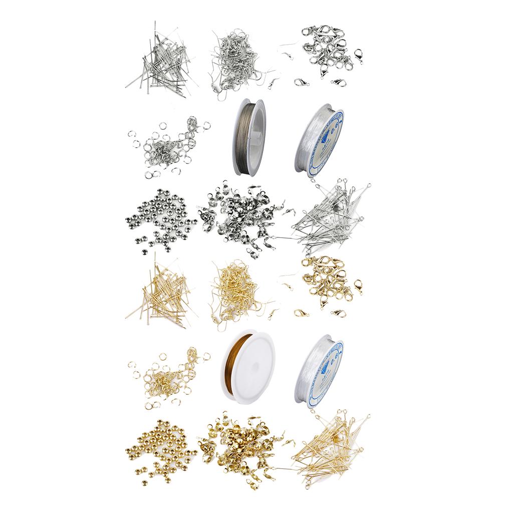 

Стартовый набор для изготовления ювелирных изделий, 2 комплекта, фурнитура для эластичного шнура, серебро и