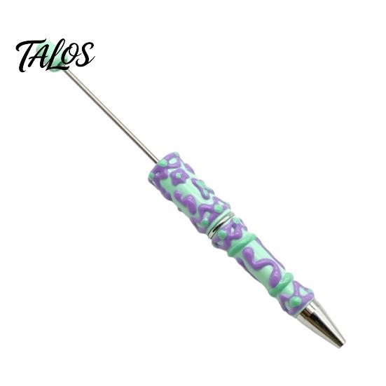 Smooth Ink Ballpoint Pen DIY Beadable Pen, Plastic Beaded Black Writing for Students Teens Teachers School Office Supplies Unique Hand-painted