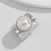 European-American Oversized Pearl Geometric Ring - Smooth, Exaggerated Knuckle Design
