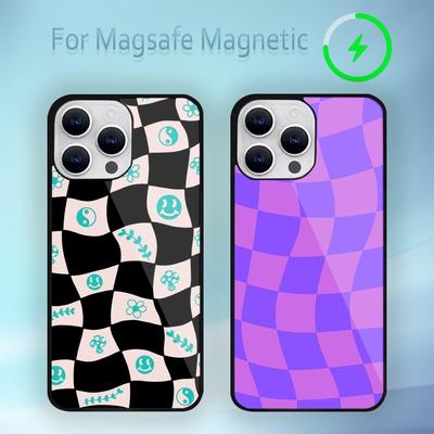 Verrückte karierte Handyhülle für iPhone 15 14 13 12 11 Plus Pro Max Magsafe Magnetisches kabelloses Laden