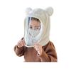 Children Hat with Soft Bear Ears Anti-Fog Lenses Fluffy Plush Windproof Detachable Lenses Cold-resistant Winter Hat