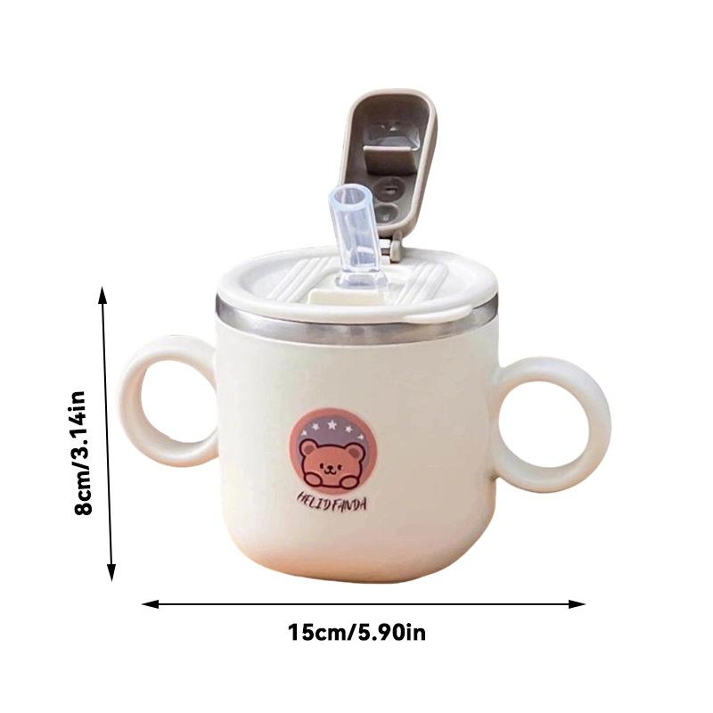WORTHBUY 250ML Mini 316 Stainless Steel Mug Children Insulated Water Cup Tumbler With Straw&Handle Cute Sealed Milk Coffee Cup