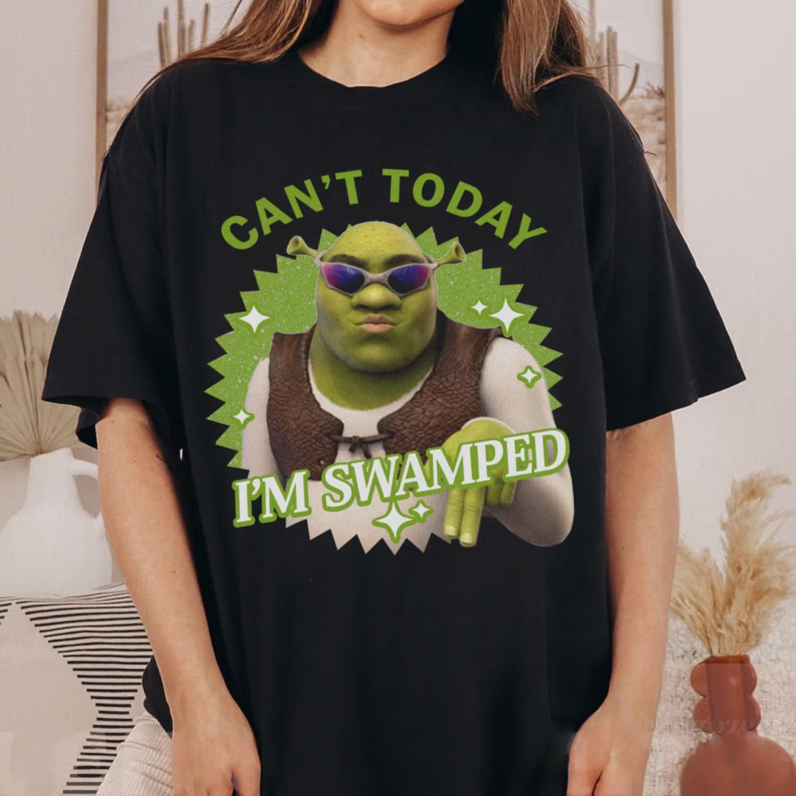 Can t Today I m Swamped Shrek Shirt M