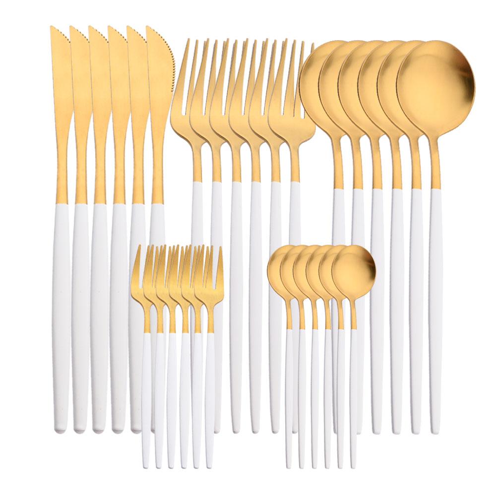 30 buc. Vesălă neagră mată Cuțit din oțel inoxidabil Furculiță pentru fructe Linguriță Veselă Set de tacâmuri Set de tacâmuri de bucătărie Serviciu pentru 6