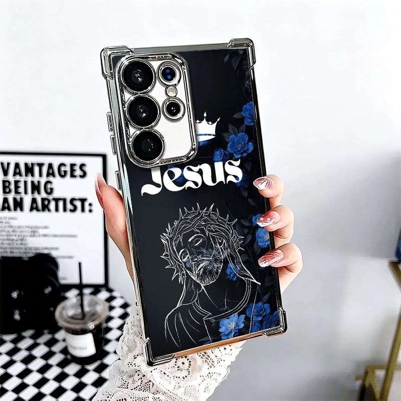 God Jesus Pray Cross Bible Plating Phone Case For Samsung Galaxy S24 S25 FE S26 Edge S23 Ultra S22 S21 Plus S20 Anti-Fall Airaba