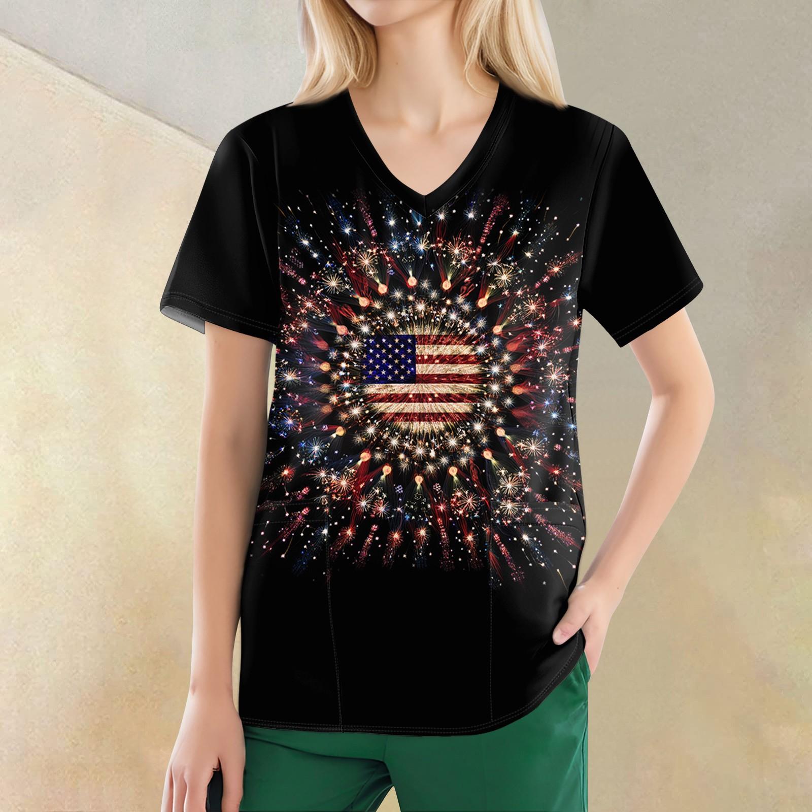 

Женские модные повседневные топы с v-образным вырезом и защитная спецодежда с принтом M